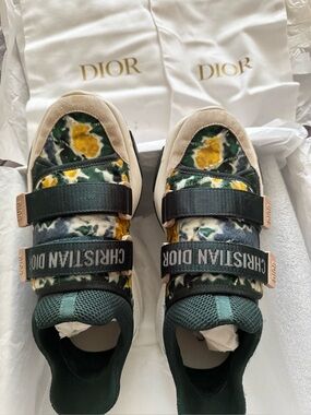 Dior D-Wander Floral Green & Yellow Velcro Sneakers